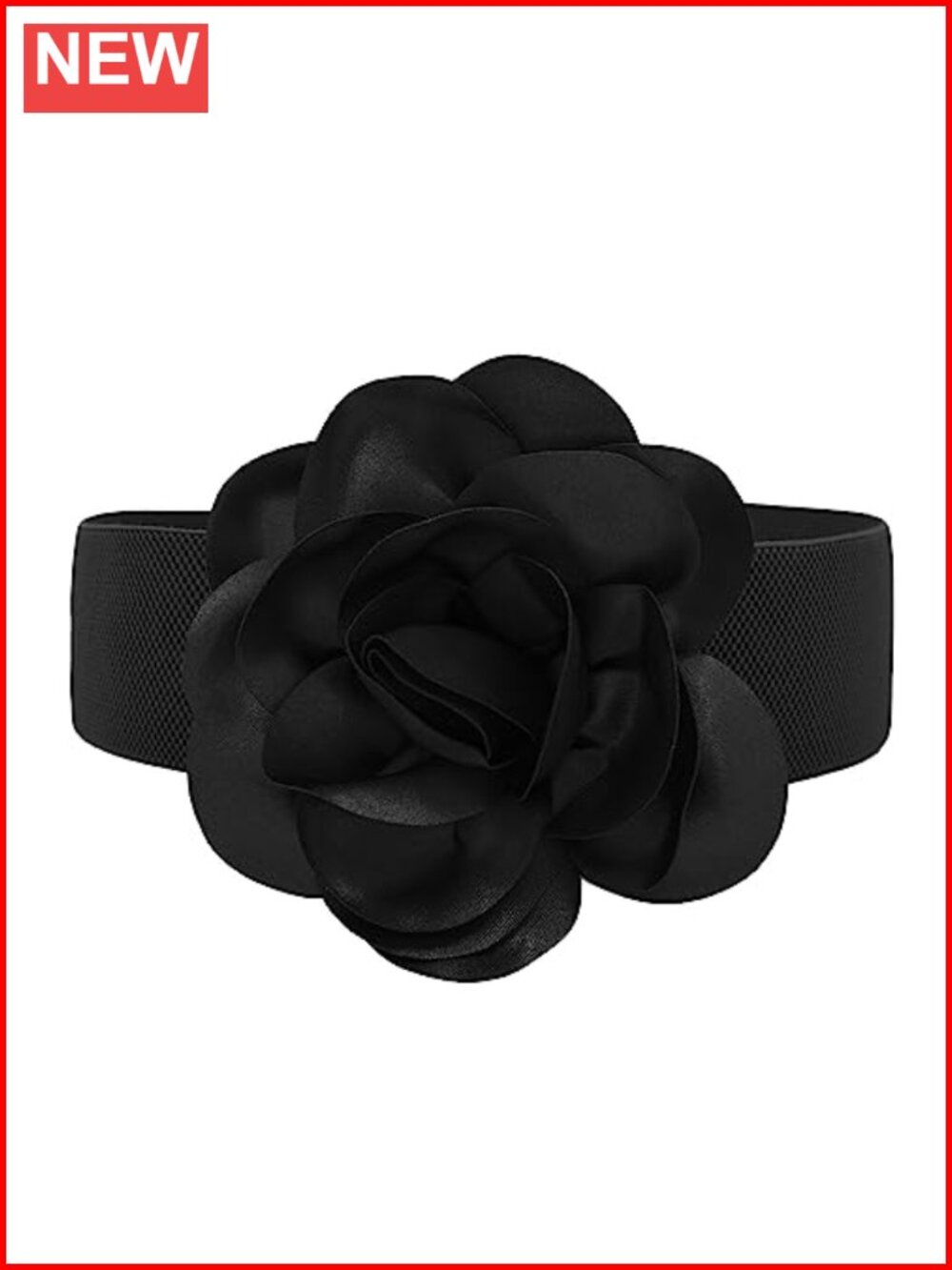 Wide Elastic Waist Belt Floral Stretch Waistband Snap Closure